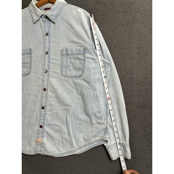 Vintage Levis Denim Shirt Metal Button Up Mens XL Pockets Red Tab Shacket - Picture 13 of 14